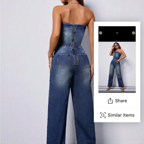 Denim tube jumpsuit from shein - Picture 2 of 5